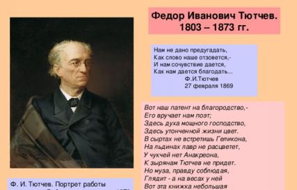 Fyodor Ivanovich Tyutchev: life and work