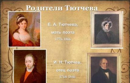 Présentation de Tioutchev pour un cours de littérature (10e année) sur le sujet